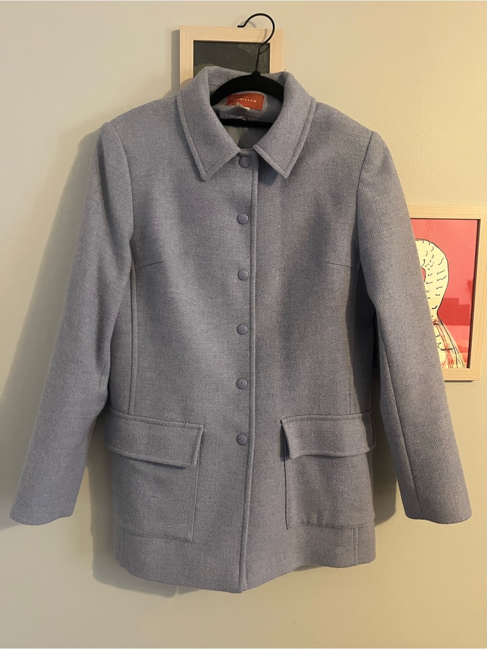 Cyrillus Women's Light Blue Wool Pea Coat